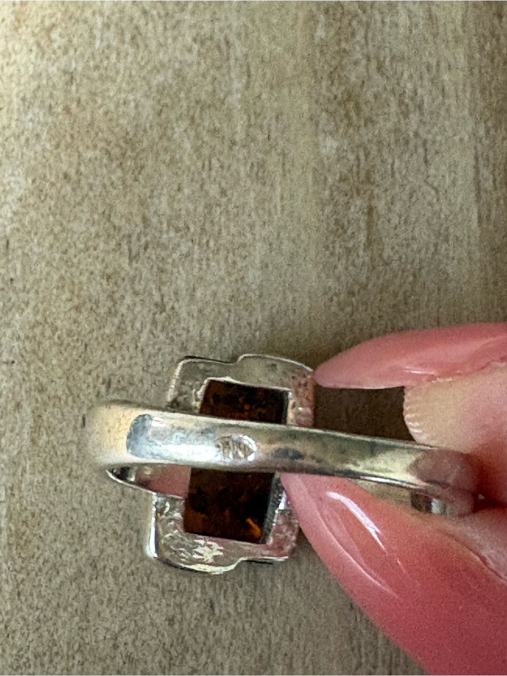 Baltic Amber Sterling Silver Ring Size 7 Dainty Modern Contemporary Jewelry - Picture 3 of 5